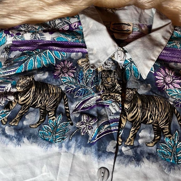 ✨20% Off Sale✨Separate Issue Blue/Purple Funky Tiger W22 Button Down Shirt - Picture 3 of 7